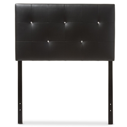 Baxton Studio Kirchem Modern and Contemporary Black Faux Leather Upholstered Twin Size Headboard